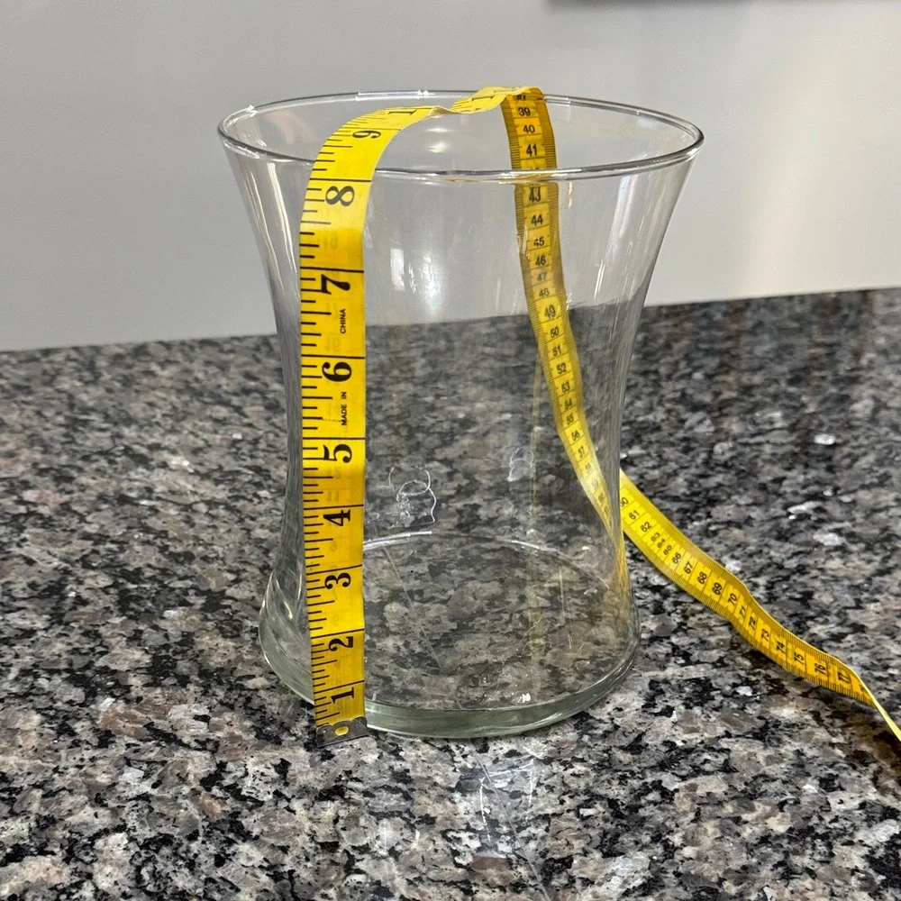 Clear wide mouth Glass Vase 8 inches by 6.5 inches